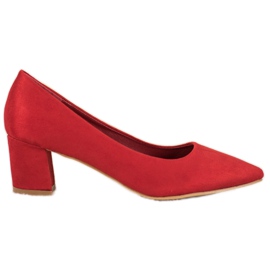 Small Swan Comfortable Suede Pumps red Small Swan Comfortable Suede Pumps red
