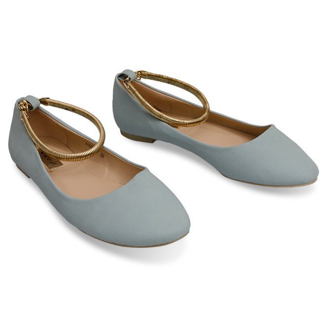 Ballerinas A beautiful decoration on the ankle A607 Blue