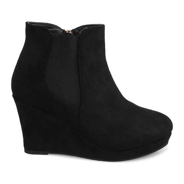 Suede Wedge Boots YL061 Black