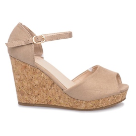 Beige sandals on the Camp wedge heel