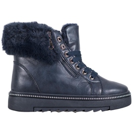 SHELOVET Blue Booties With Fur
