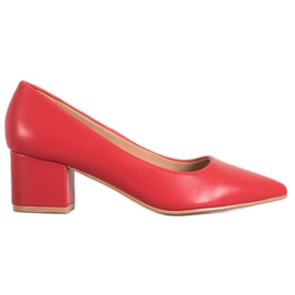 Ideal Shoes Stylish Red Pumps
