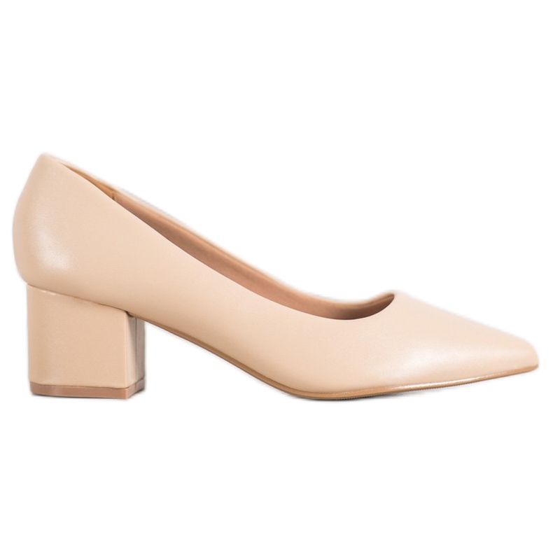 Ideal Shoes Stylish Beige Pumps