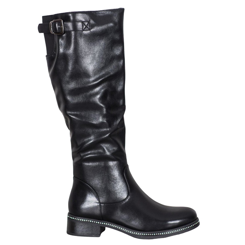 Abloom High boots with cubic zirconia black