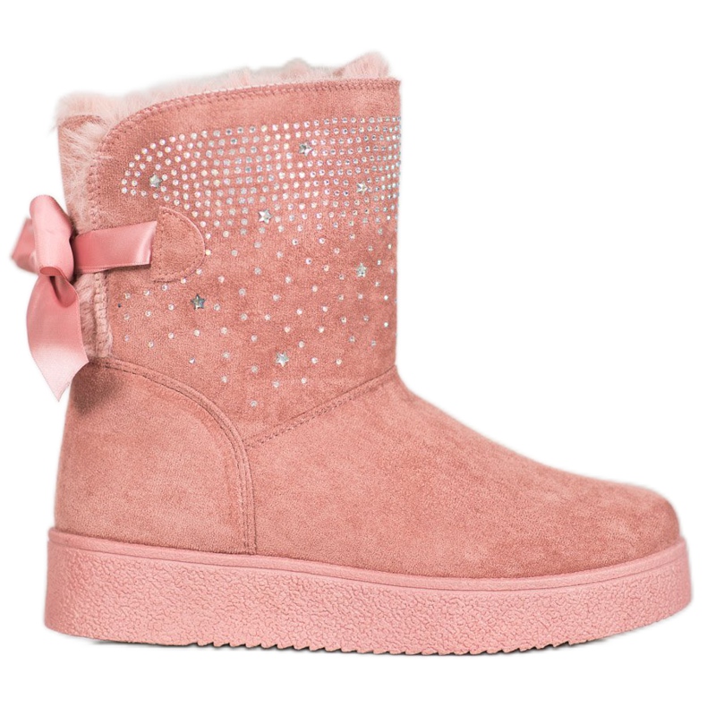 SHELOVET Mukluki With Cubic Zirconia pink