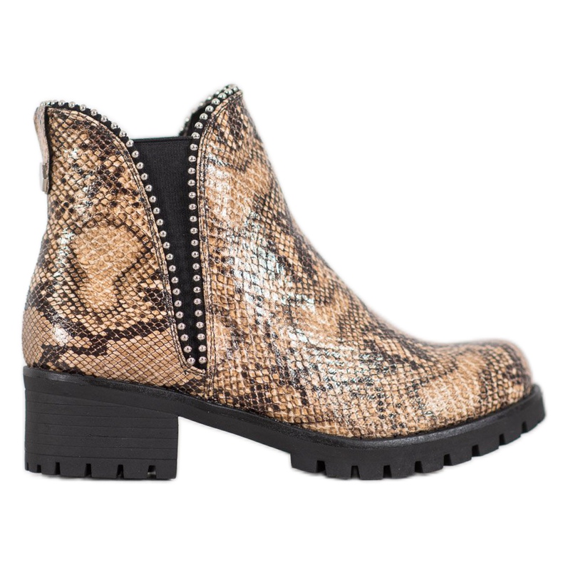 SDS Snake Print Chelsea Boots brown