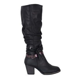 J. Star Boots With Decorative Stripes black