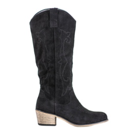 Abloom Suede cowboy boots black