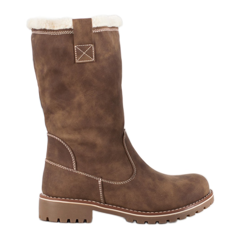 SDS Warm boots with eco leather brown