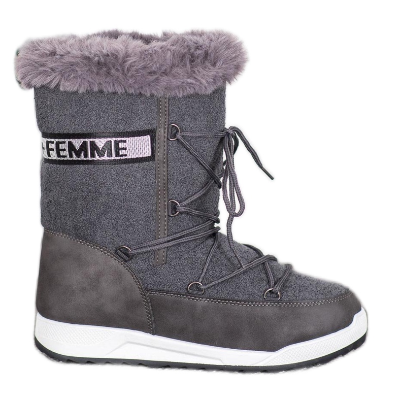 Small Swan Fashion lace-up snow boots grey