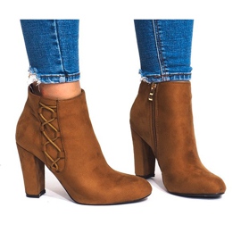 Suede Booties On A Post BS063 Camel brown Suede Booties On A Post BS063 Camel brown