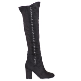 SDS Suede high-heeled boots black