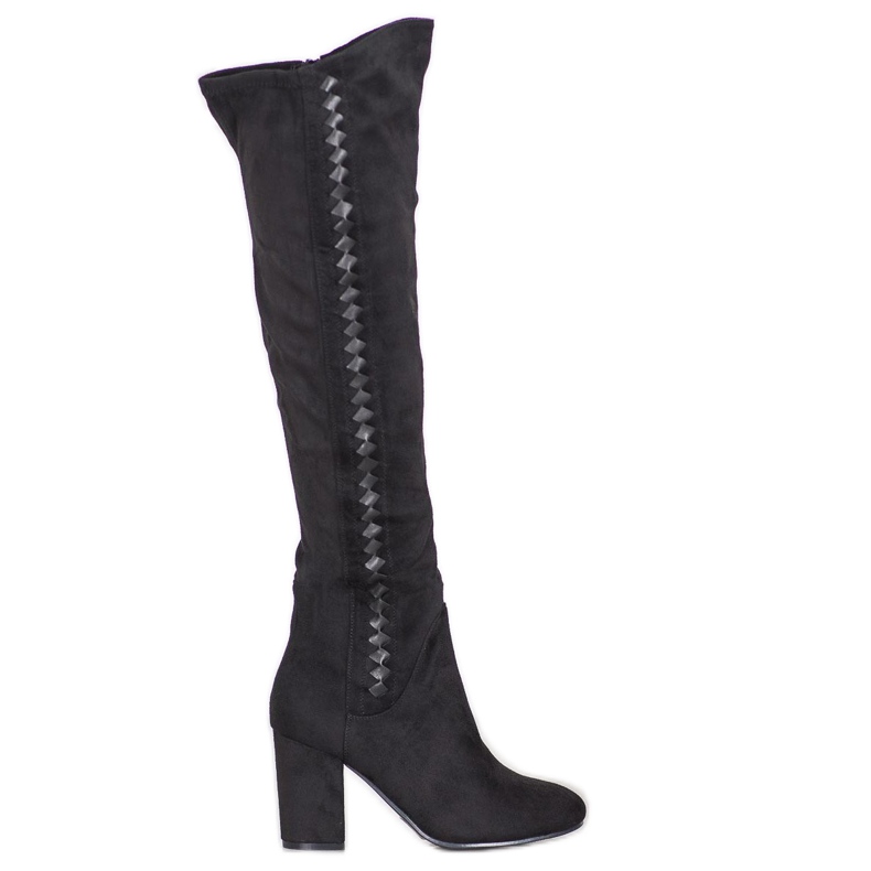 SDS Suede high-heeled boots black