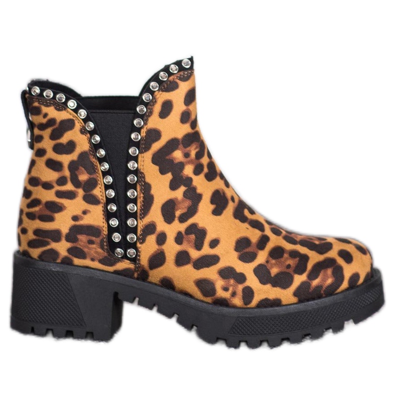 SDS Leopard Print Chelsea Boots brown