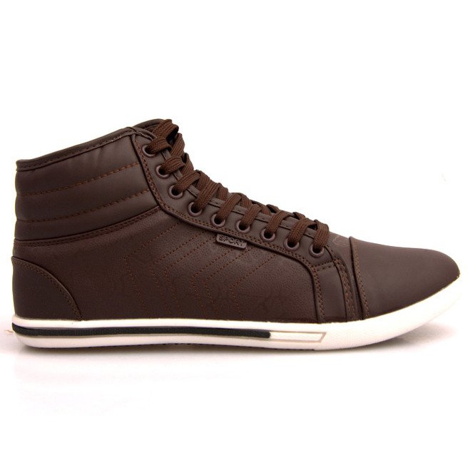 Fashionable High Sneakers 012M Brown