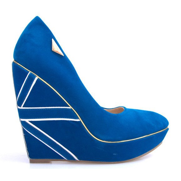 Suede Wedge Pumps 518918 Blue Suede Wedge Pumps 518918 Blue