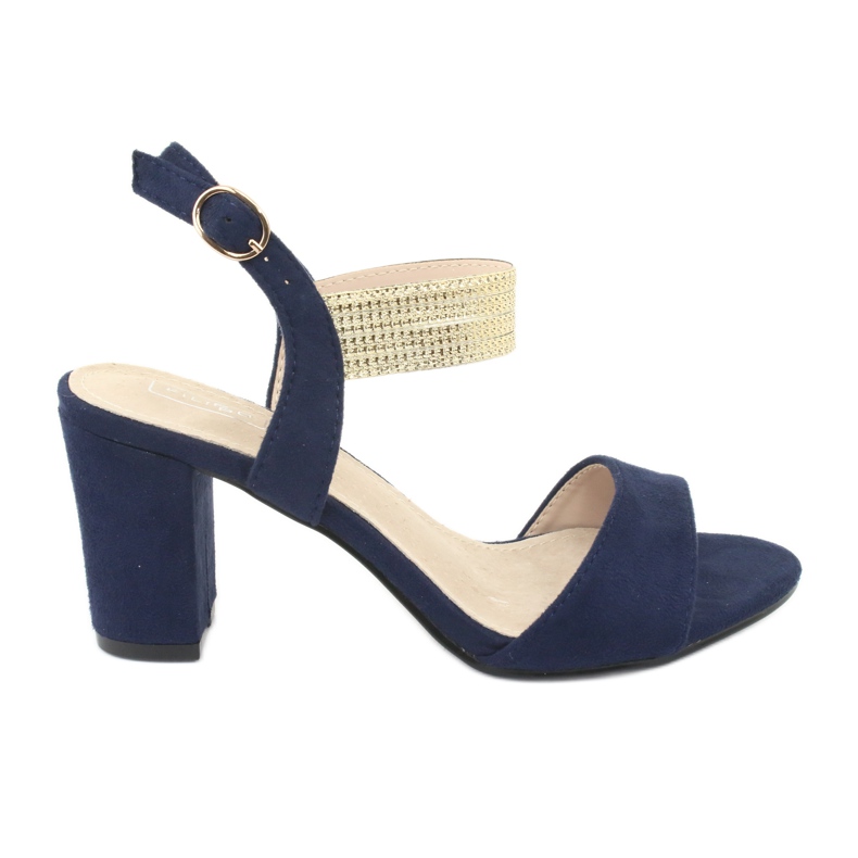Sandals on the post of Filippo DS817 navy blue / gold
