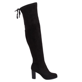 Black high-heeled boots PE161P Black