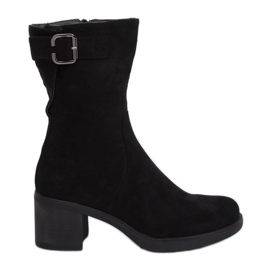 Black low-heeled boots TX-1821 Black