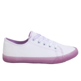 Women's ombre white and purple sneakers E3508 Purple