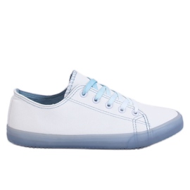 Women's ombre white and blue sneakers E3508 Blue