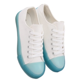 Sneakers on a colorful sole, white and blue FG-2948 Blue