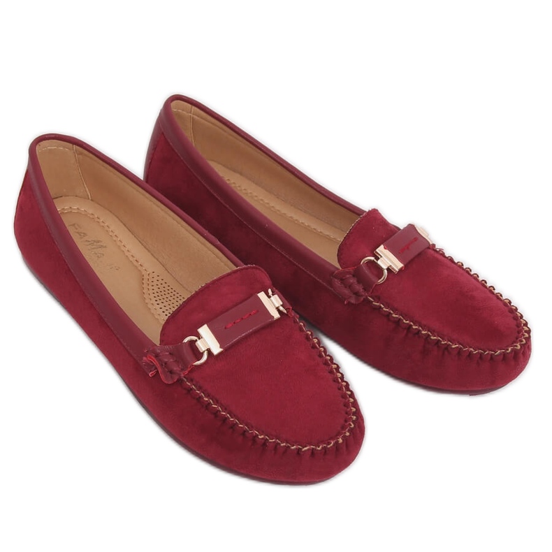 Women's burgundy loafers FM3024 Wine red