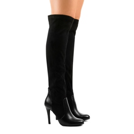 Women's suede boots on a heel 8020 black