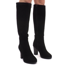 Suede Boots On A Bar KSL006 Black Suede Boots On A Bar KSL006 Black