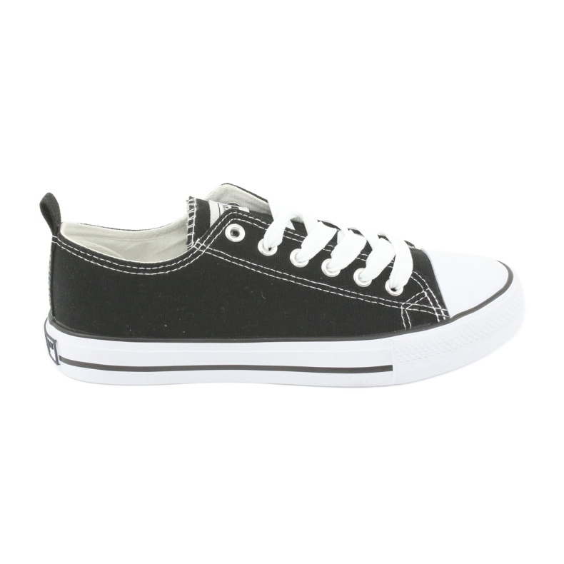American Club Women's tied LH08 black and white sneakers