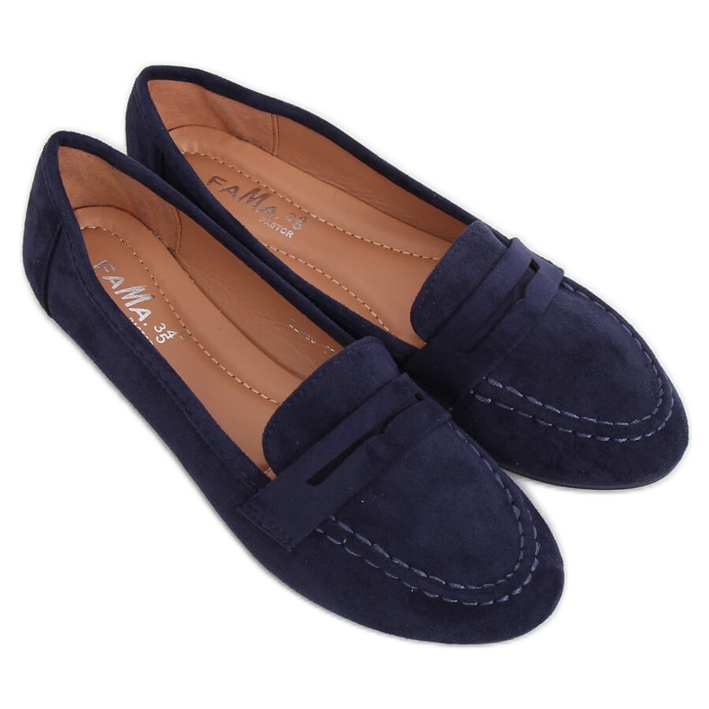 Women's navy blue loafers B2030 Dk Blue