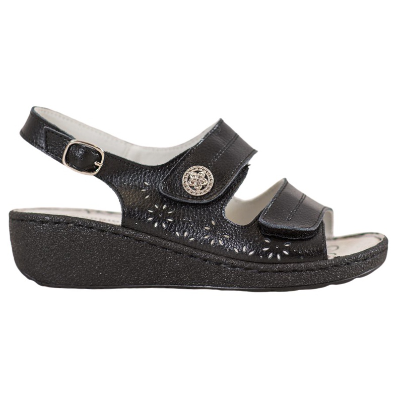 Goodin Leather Wedge Sandals black