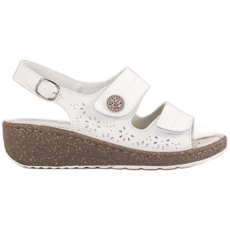 Goodin Leather Wedge Sandals white