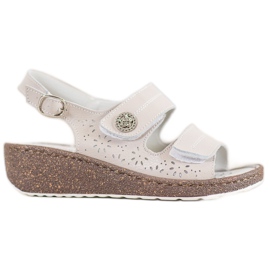Goodin Leather Wedge Sandals brown