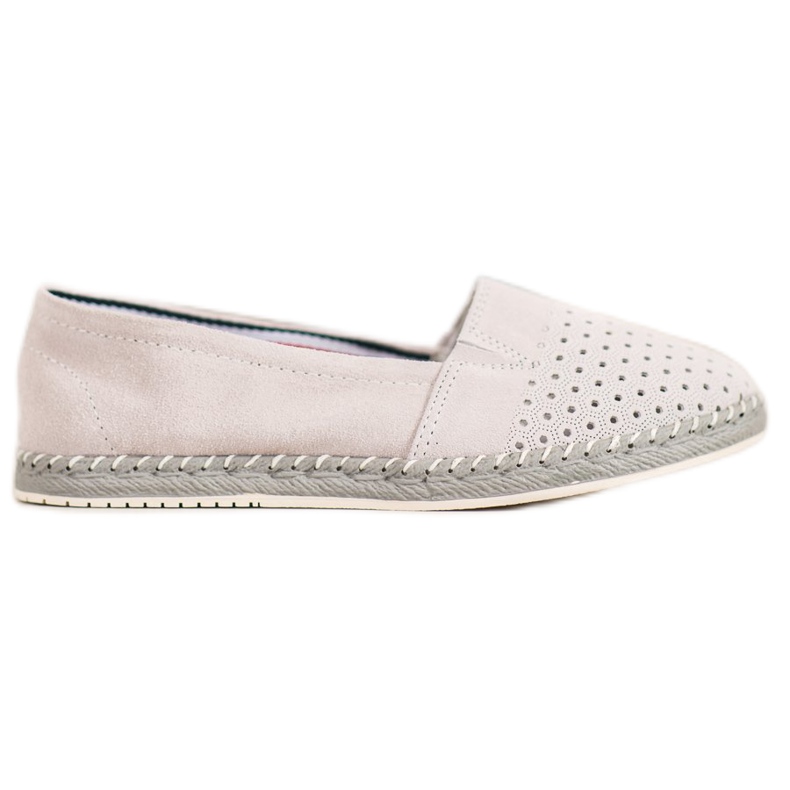 Goodin Openwork Leather Ballerina grey