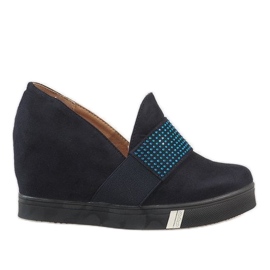 Navy blue pumps on the wedge T1715-2