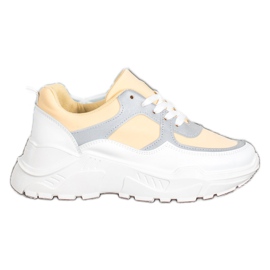 SHELOVET Stylish Sneakers white yellow SHELOVET Stylish Sneakers white yellow