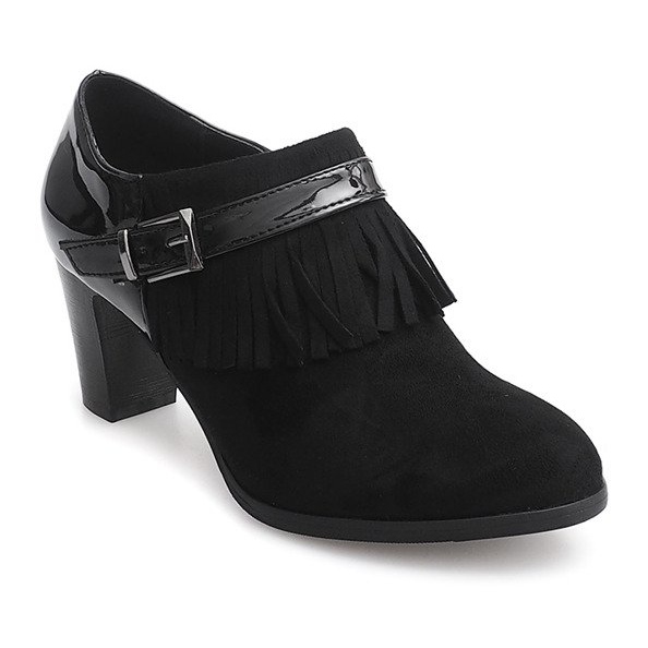 Booties On Heel Boho Fringe 6660 Black