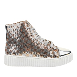 Silver sneakers on a platform with 1761 zippers grey