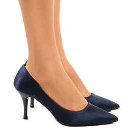 Navy blue low pumps on a heel 1756-255 Navy blue low pumps on a heel 1756-255