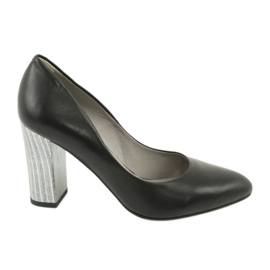Kaniowski leather pumps on a decorative post 4277 black