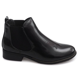 Lacquered Booties With an elastic band QQ48A Black