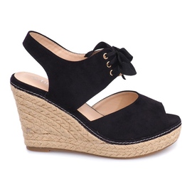 Wedge Sandals Espadrilles B2909 Black Wedge Sandals Espadrilles B2909 Black