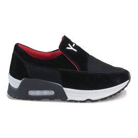 Black sports shoes with a delicate A-13 wedge heel