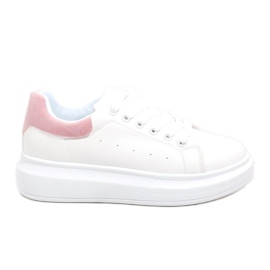 White sneakers with a thick sole 7935-SP pink