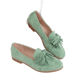 Green women's loafers with fringes T357P Green Green women's loafers with fringes T357P Green