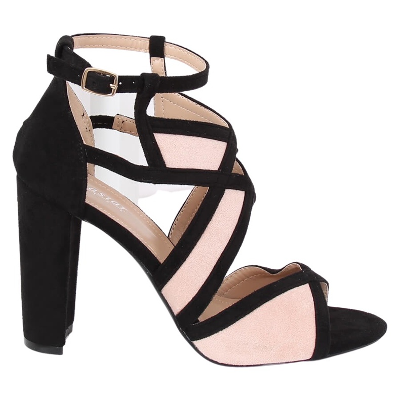 Black and pink sandals on the post LE071P Pink
