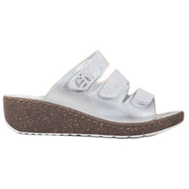 Goodin Silver Leather Slippers grey