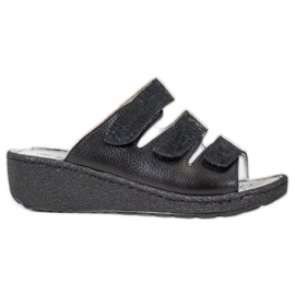 Goodin Black Leather Slippers