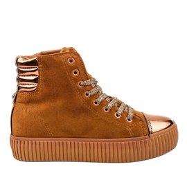 Brown women's platform sneakers TL-53